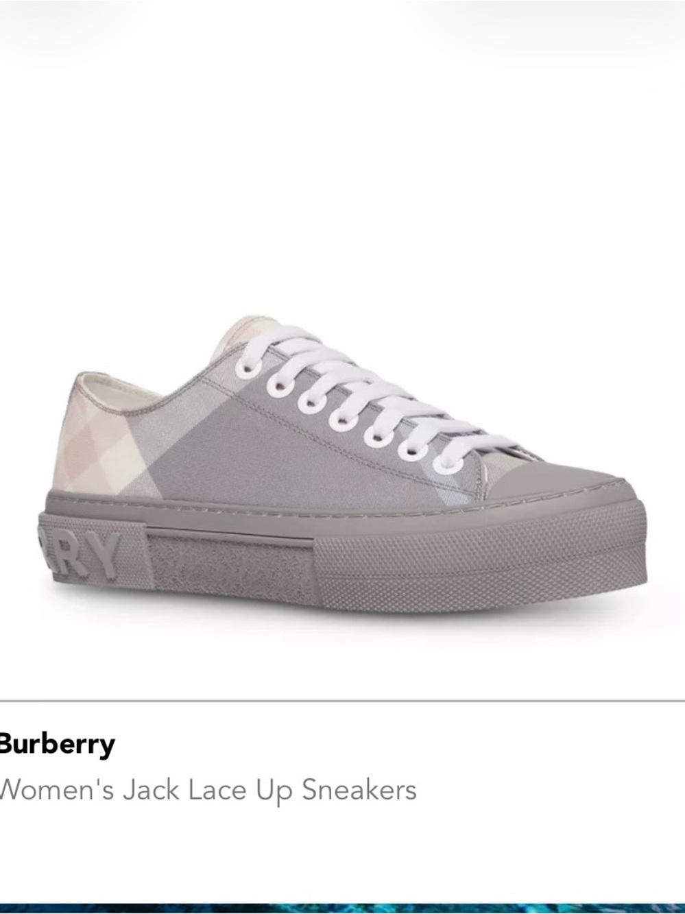 Burberry Low-Top Lace-Up Sneakers in Light Gray with Check Accent